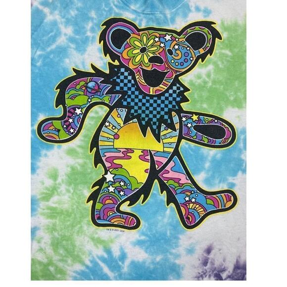 LIQUID BLUE Grateful Dead Bear Psychedelic Sunrise Tee Size M New w/o Tag - Picture 3 of 8